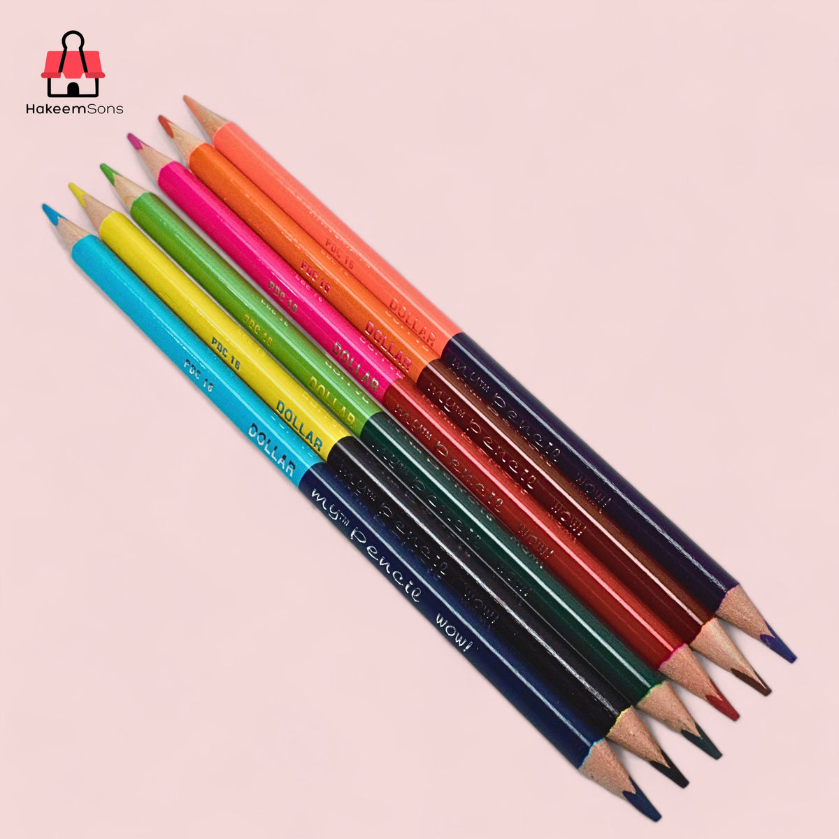 Dollar My Pencil Wow! Dual End Colour Pencils, 6-Pack and 12 Colours