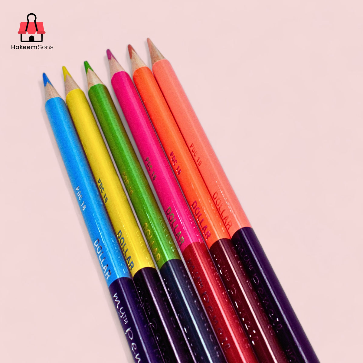 Dollar My Pencil Wow! Dual End Colour Pencils, 6-Pack and 12 Colours