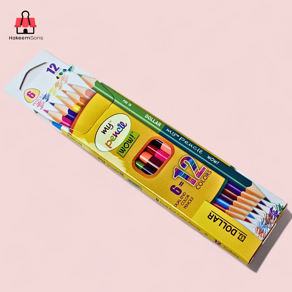 Dollar My Pencil Wow! Dual End Colour Pencils, 6-Pack and 12 Colours